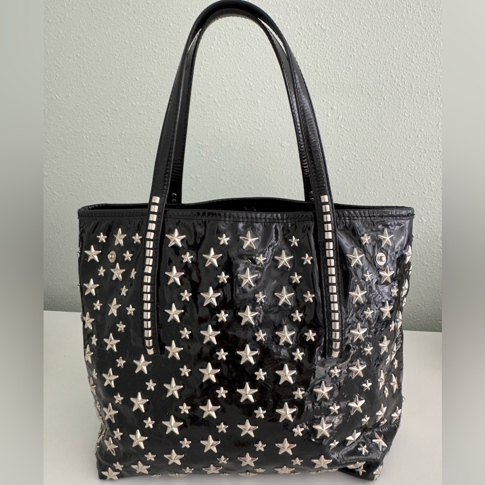 Jimmy Choo Patent Leather Star Studded Tote Bag